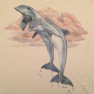 Natural Wonders T-Shirt White Dolphins Marine Med